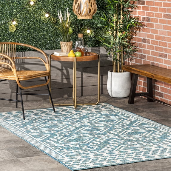 nuLOOM Cari Moroccan Tribal Indoor/Outdoor Area Rug, 8' x 10', Cari Teal