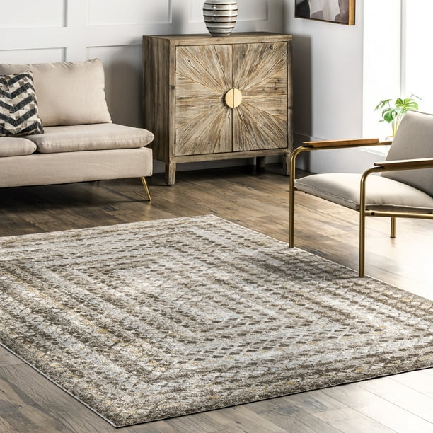 nuLOOM Carley Machine Washable Geometric Area Rug, 5' x 8', Beige