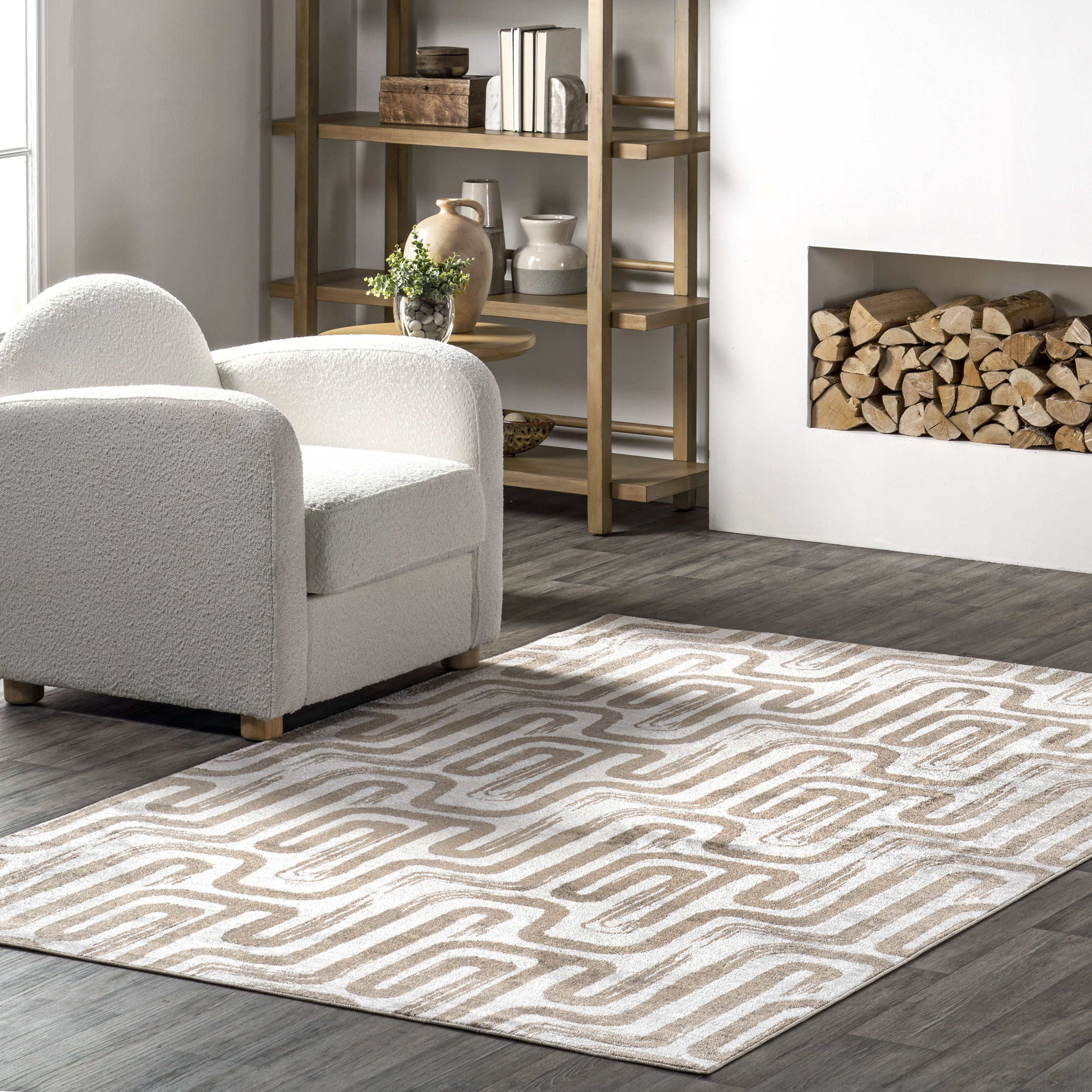 nuLOOM Carmel Transitional Machine Washable Area Rug, 5' 3" x 8', Beige