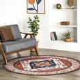 thumbnail image 1 of nuLOOM Carolyn SpinClean Machine Washable Tribal Motif Area Rug, 6', Round, Carolyn Rust, 1 of 12