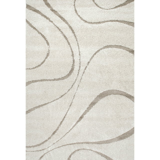 nuLOOM Carolyn Modern Shag Area Rug, 4' Square, Cream