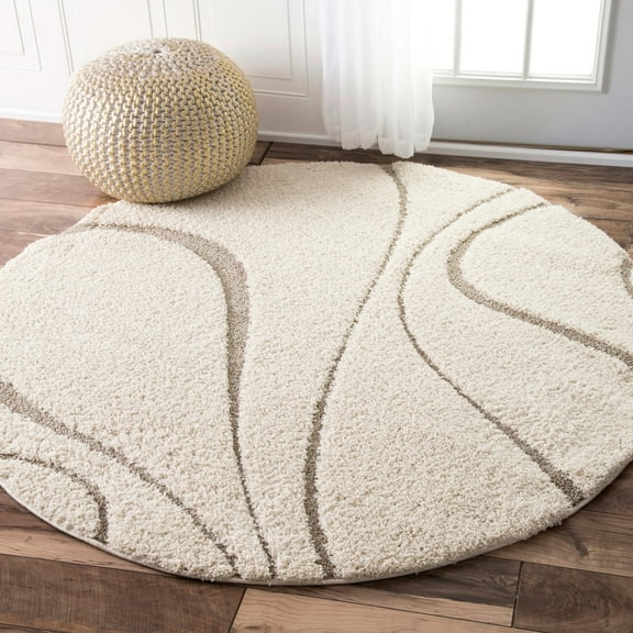 nuLOOM Carolyn Modern Shag Area Rug, 5' x 8' Oval, Cream