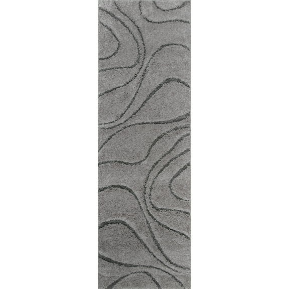 nuLOOM Carolyn Modern Shag Runner Rug, 2' 6" x 6', Dark Gray