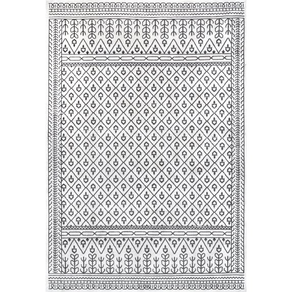 nuLOOM Casandra Machine Washable Moroccan Motif Area Rug, 5' x 8', Grey