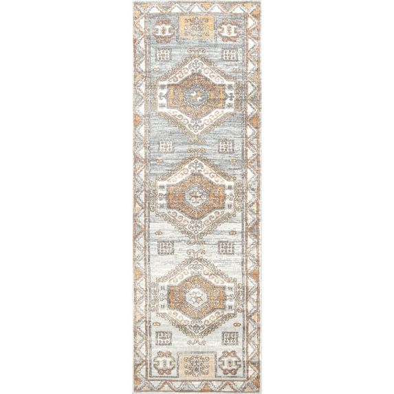 nuLOOM Castle Sun Tribal Runner Rug, 2' 6" x 10', Orange