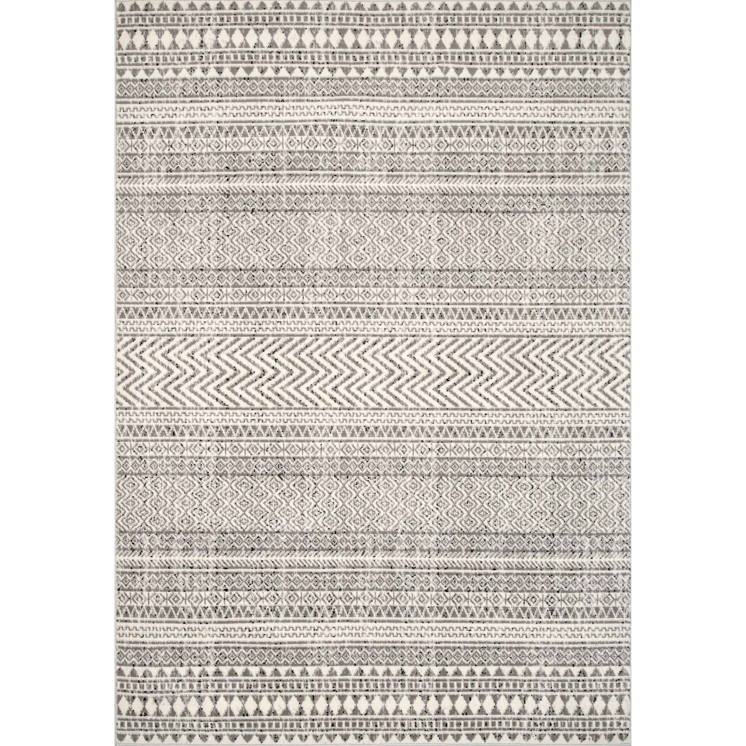 Modern Geometric Gray 10' x 14' Easy-Care Synthetic Area Rug
