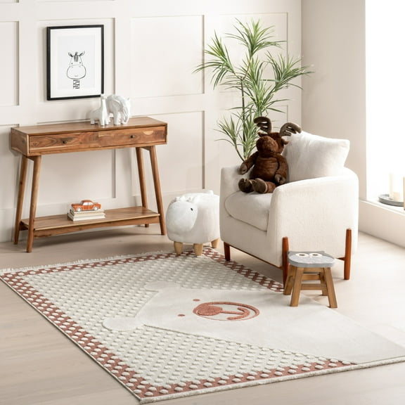 nuLOOM Cecelia Polar Bear Kids Fringe Area Rug, 3' x 5', Cecelia Brick