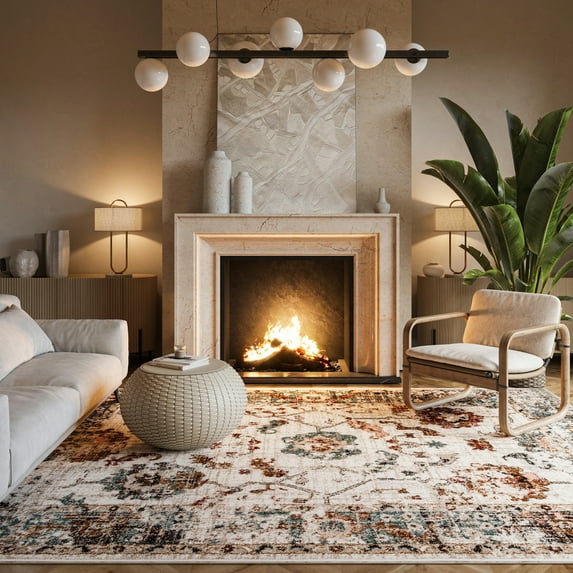 nuLOOM Cecil Vintage Floral Area Rug, 6' 7" x 9', Cecil Beige