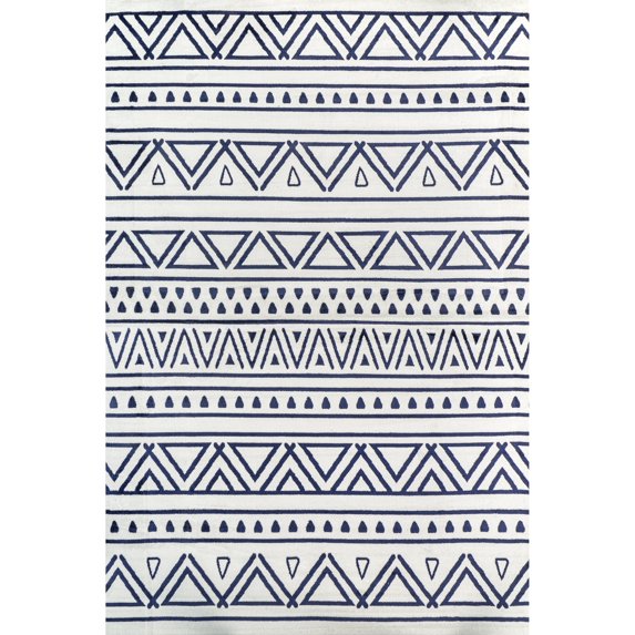 nuLOOM Cecilia Geometric Tribal Bands Area Rug, 6' 7" x 9', Blue