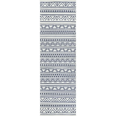 nuLOOM Cecilia Geometric Tribal Bands Runner Rug, 2' 8" x 8', Blue