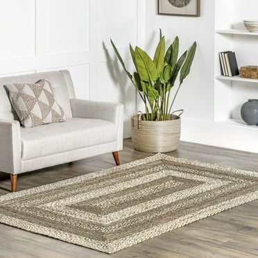nuLOOM Charlene Braided Border Jute Area Rug, 8' x 10', Charlene Natural