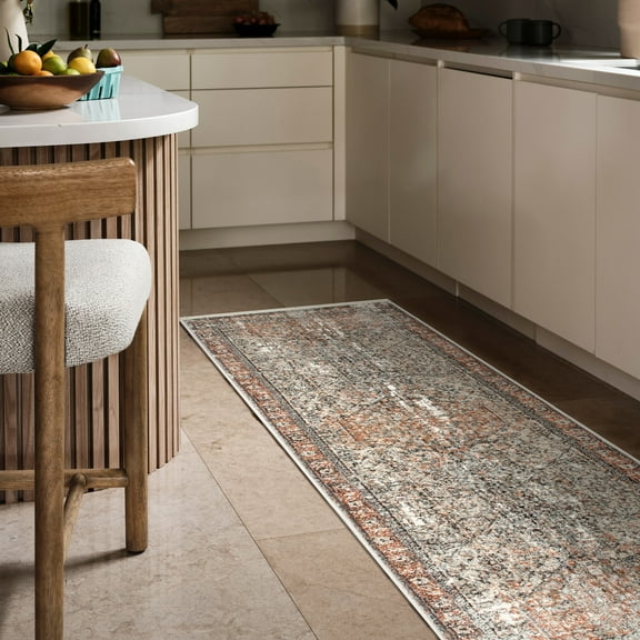 nuLOOM Charvi Distressed Medallion Fringe Area Rug, 2' x 6', Runner, Charvi Beige