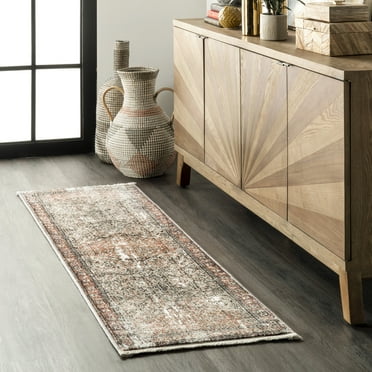 nuLOOM Charvi Distressed Medallion Fringe Area Rug, 2' x 6', Beige