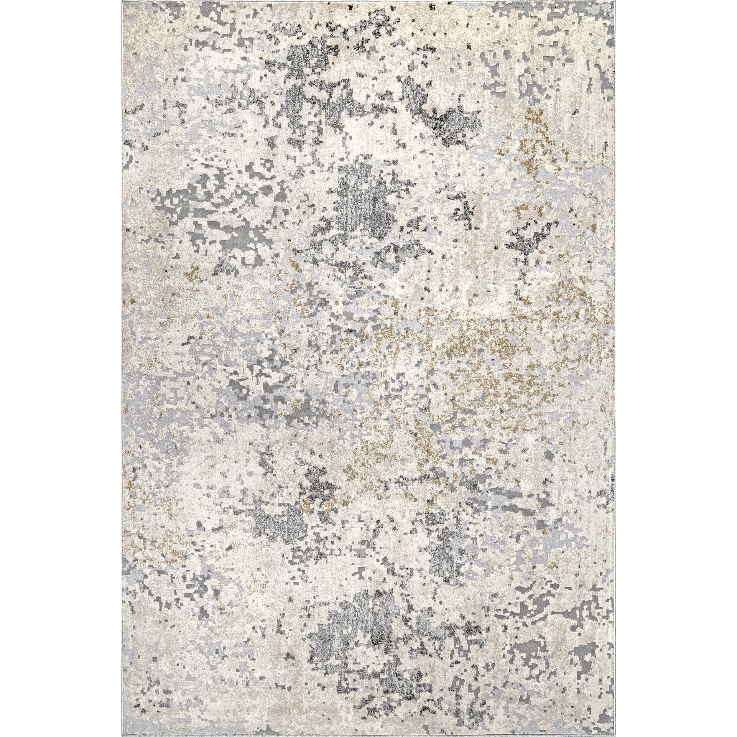 Beige and Gray Abstract Reversible 4' x 6' Synthetic Rug