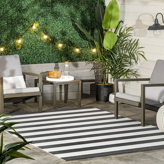 nuLOOM Christa Striped Indoor/Outdoor Area Rug, 9' x 12', Christa Black