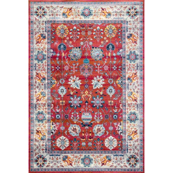 nuLOOM Classic Tinted Floral Area Rug, 5' 3" x 7' 7", Red