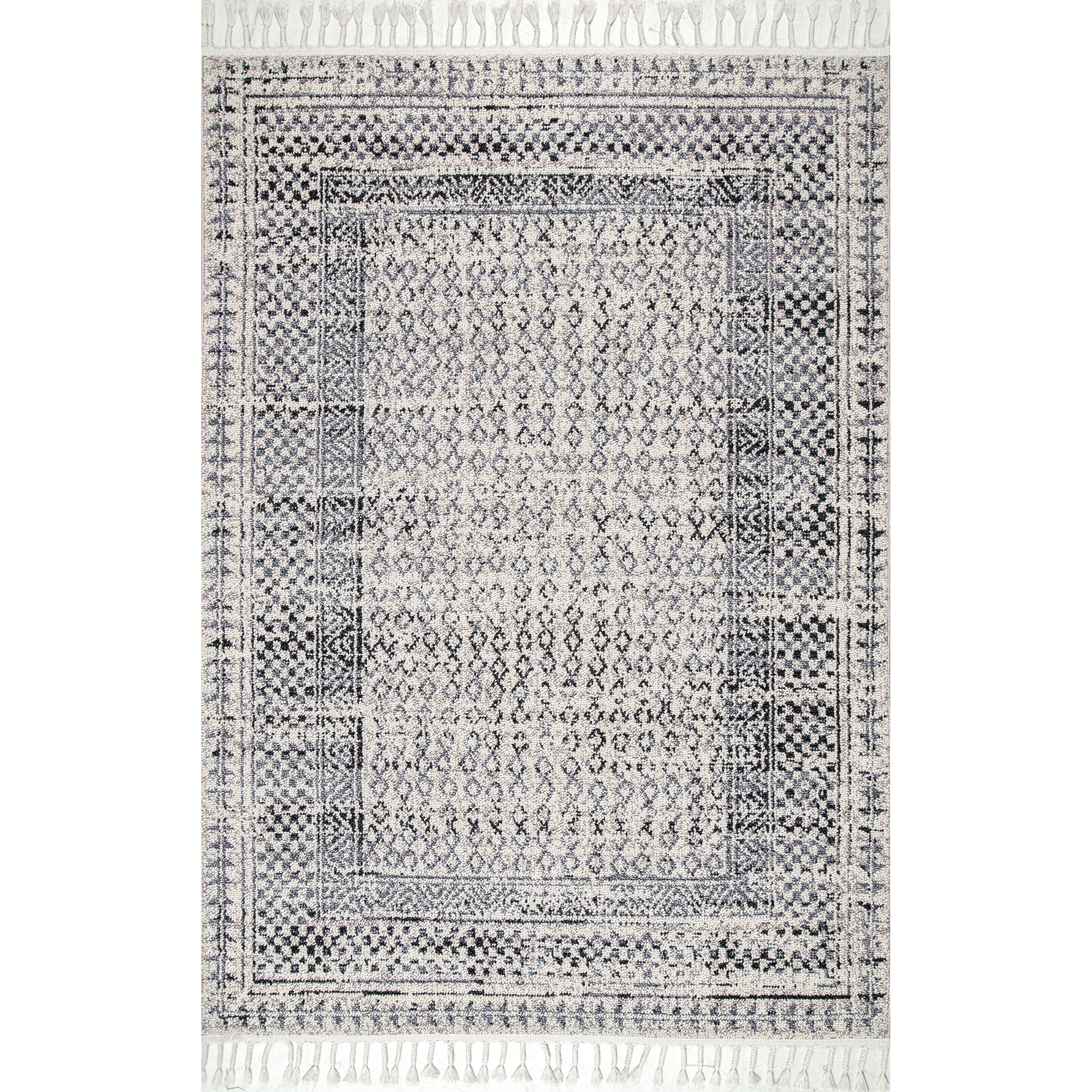 Ivory Diamond Braided Reversible Synthetic Rug, 2' x 4'