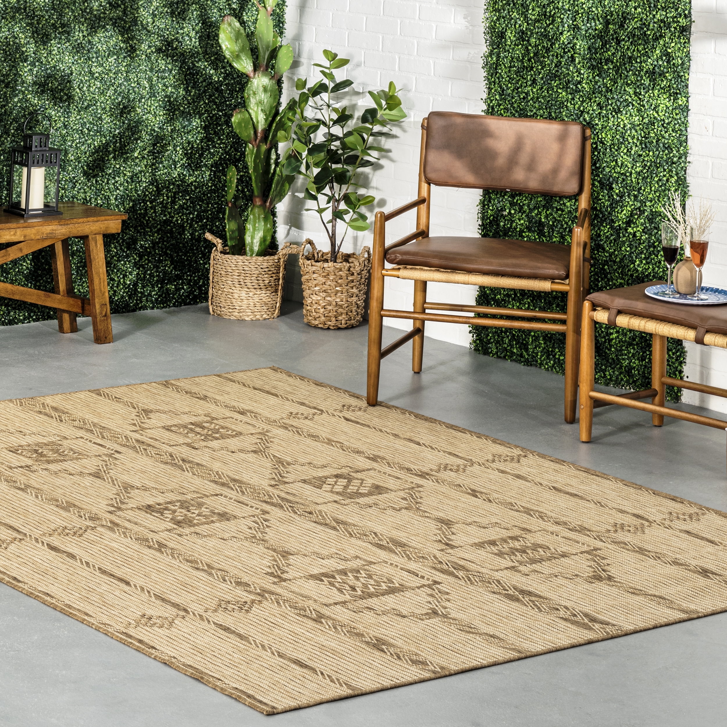 nuLOOM Claudia Tribal Striped Indoor/Outdoor Area Rug, 9' 6" x 12', Beige