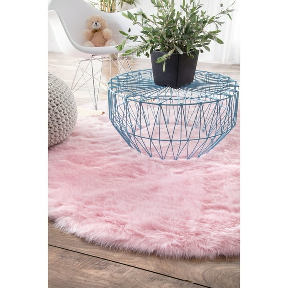 nuLOOM Cloud Shag Area Rug, 5', Round, Cloud Pink
