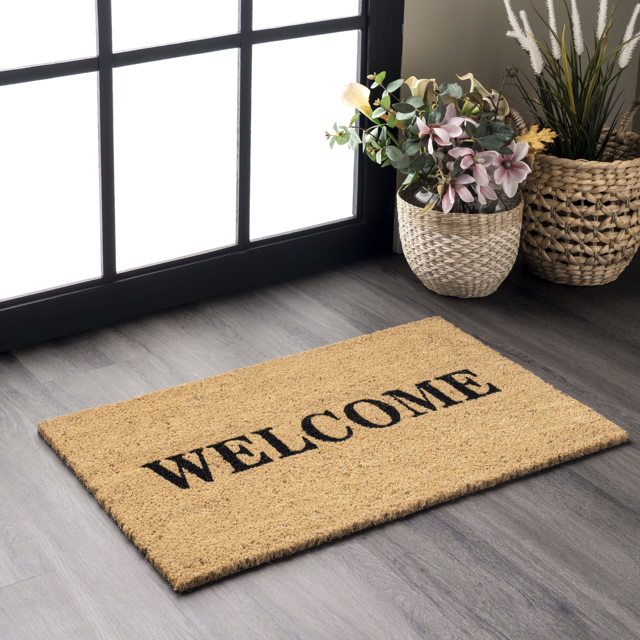 nuLOOM Coir Happy Hour Door Mat, 1' 5" x 2' 5", Natural