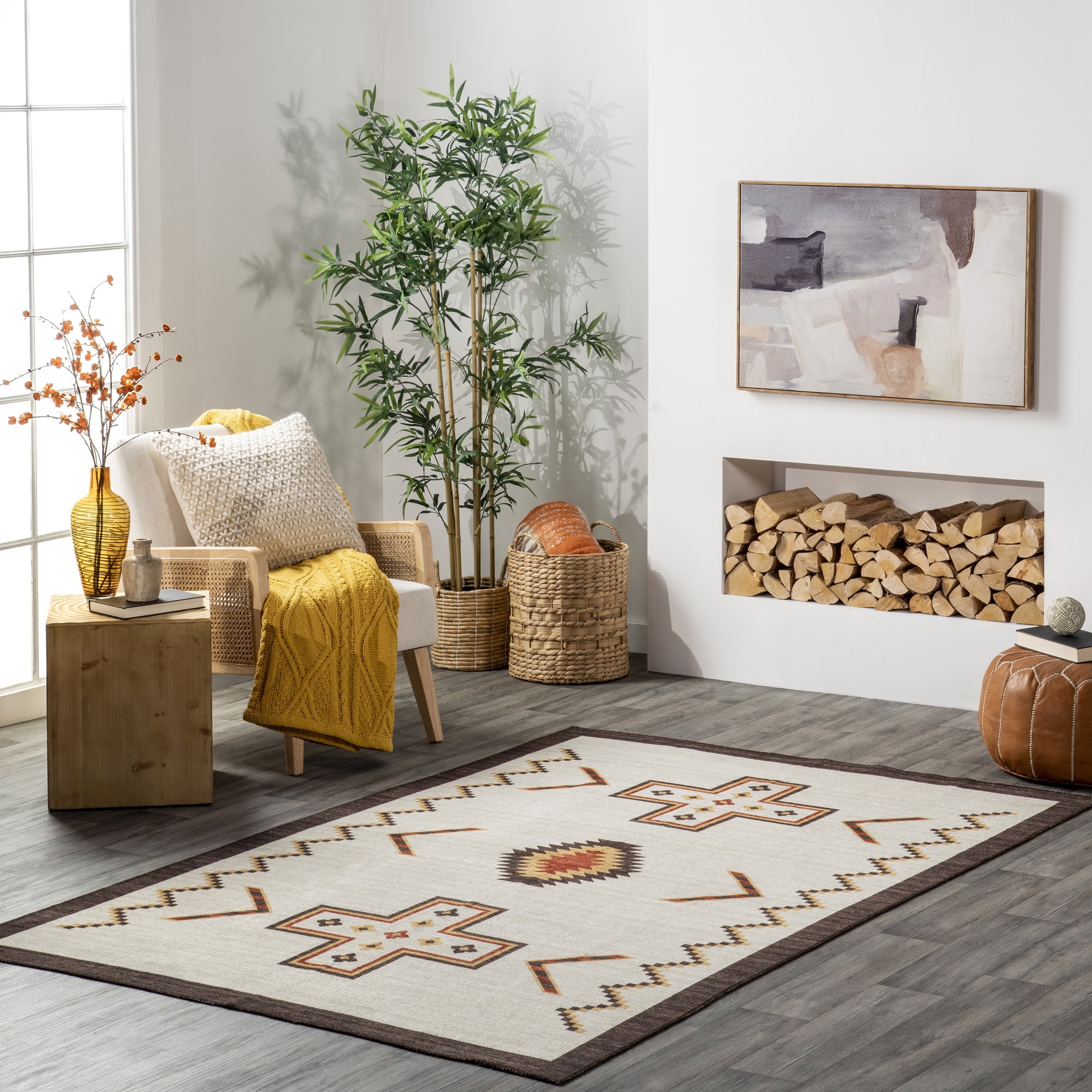 nuLOOM Colbie Tribal Machine Washable Area Rug, 7' x 9', Ivory