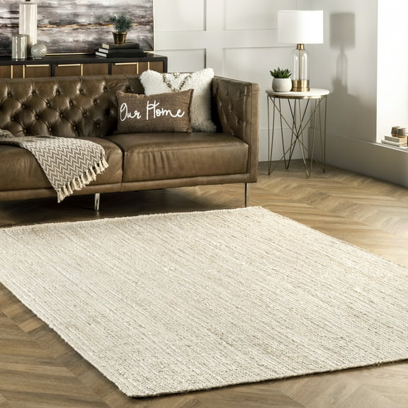 nuLOOM Hand-Woven Rigo Jute Area Rug, Off-White, 6x9