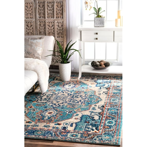 nuLOOM Corbett Vintage Boho Area Rug, 5' 3" x 7' 7", Blue