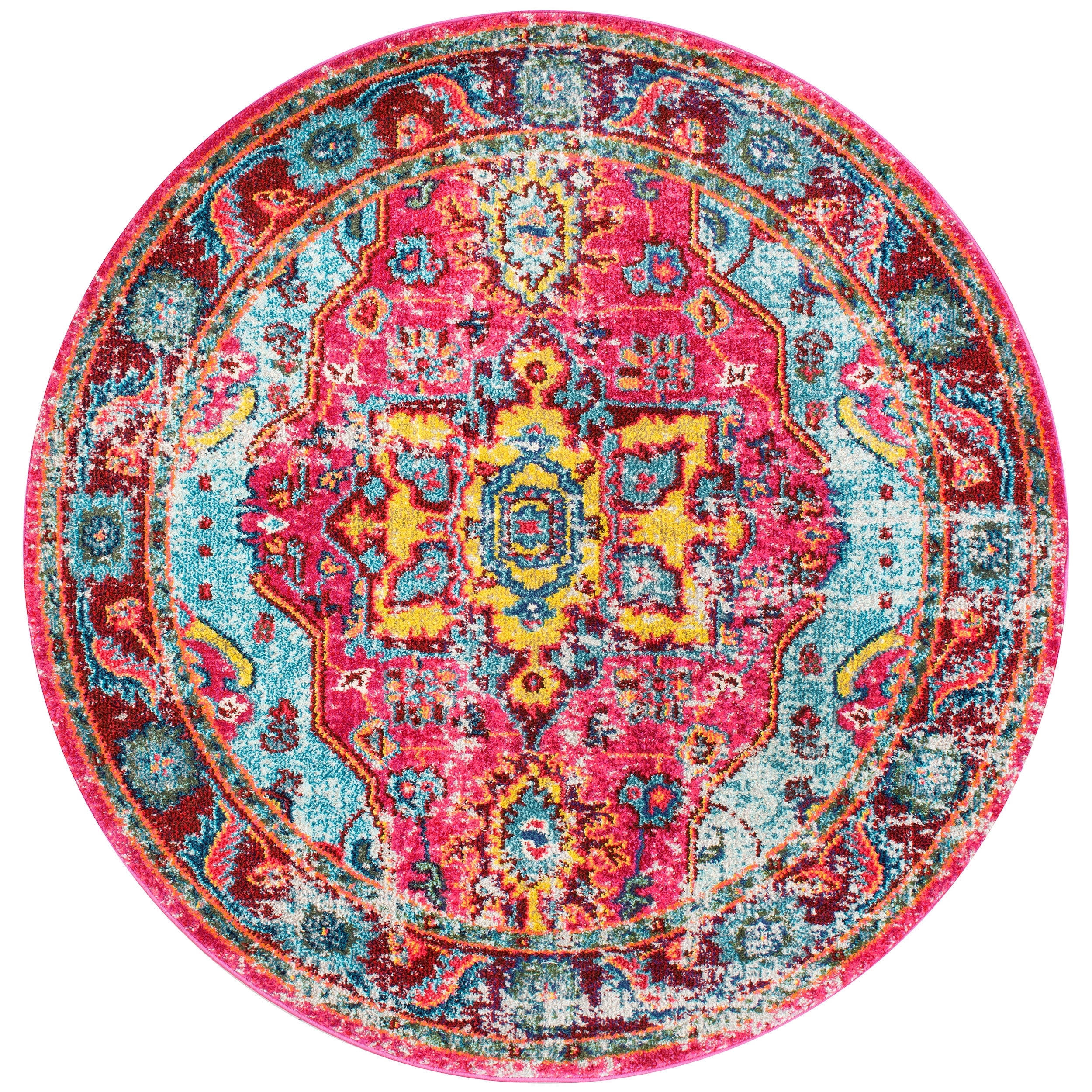 Round Multi-Color Medallion Synthetic Area Rug 7' 10"