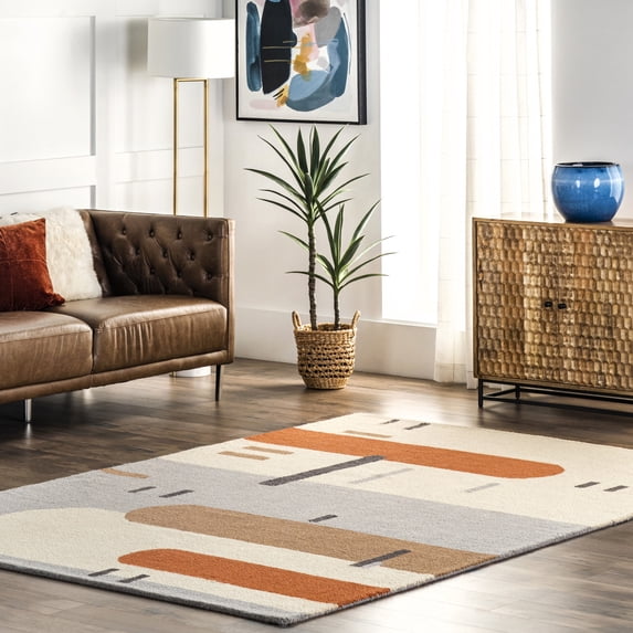 nuLOOM Cori Wool Abstract Contemporary Area Rug, 6' x 9', Peach