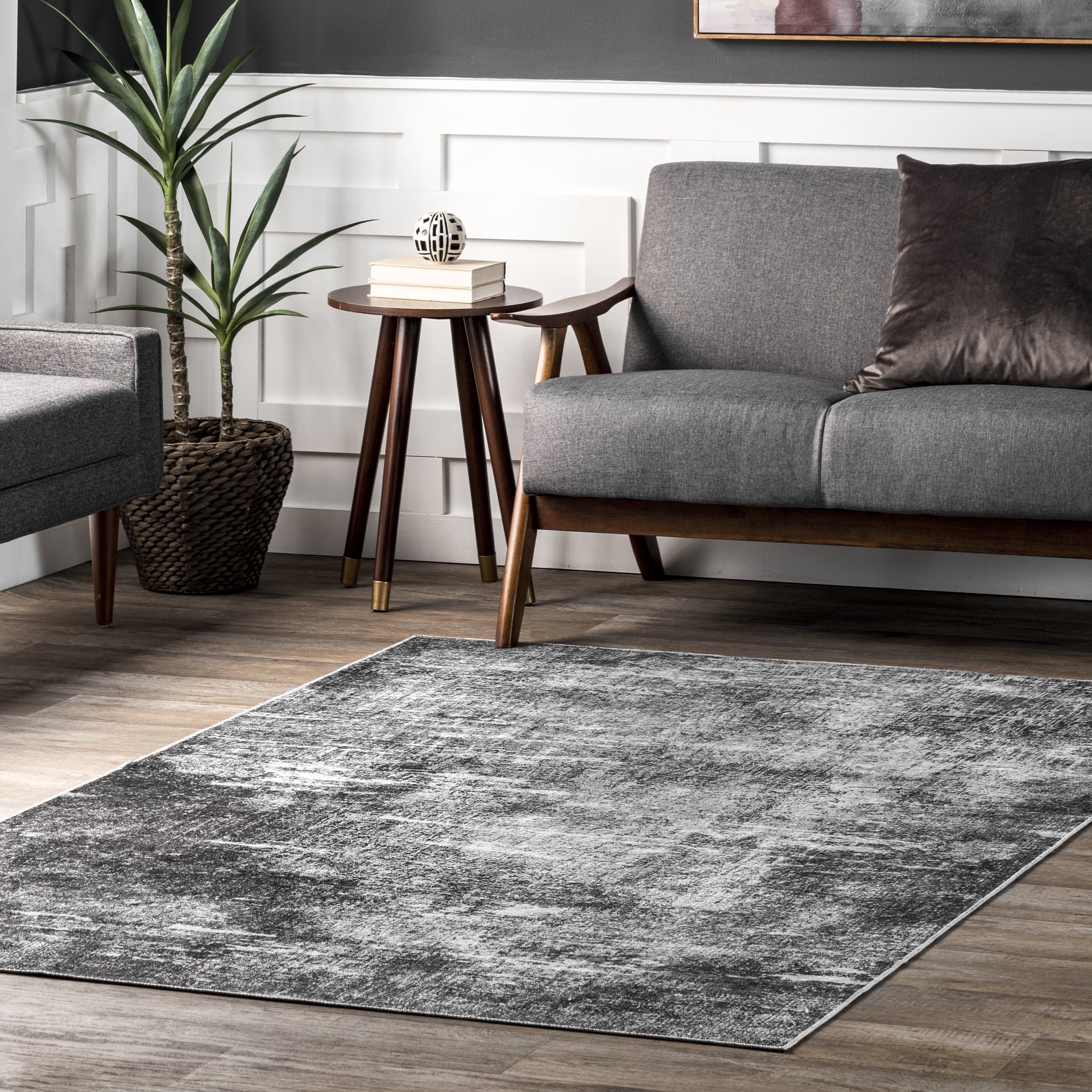 nuLOOM Corinna Modern Abstract Machine Washable Area Rug, 8' x 10', Charcoal