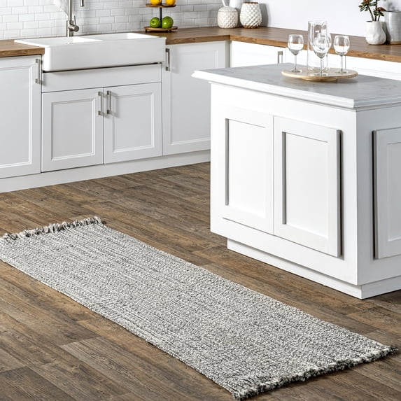 nuLOOM Braided Courtney Tassel Indoor/Outdoor Area Rug, 2' 6" x 10', Runner, Courtney Salt and Pepper