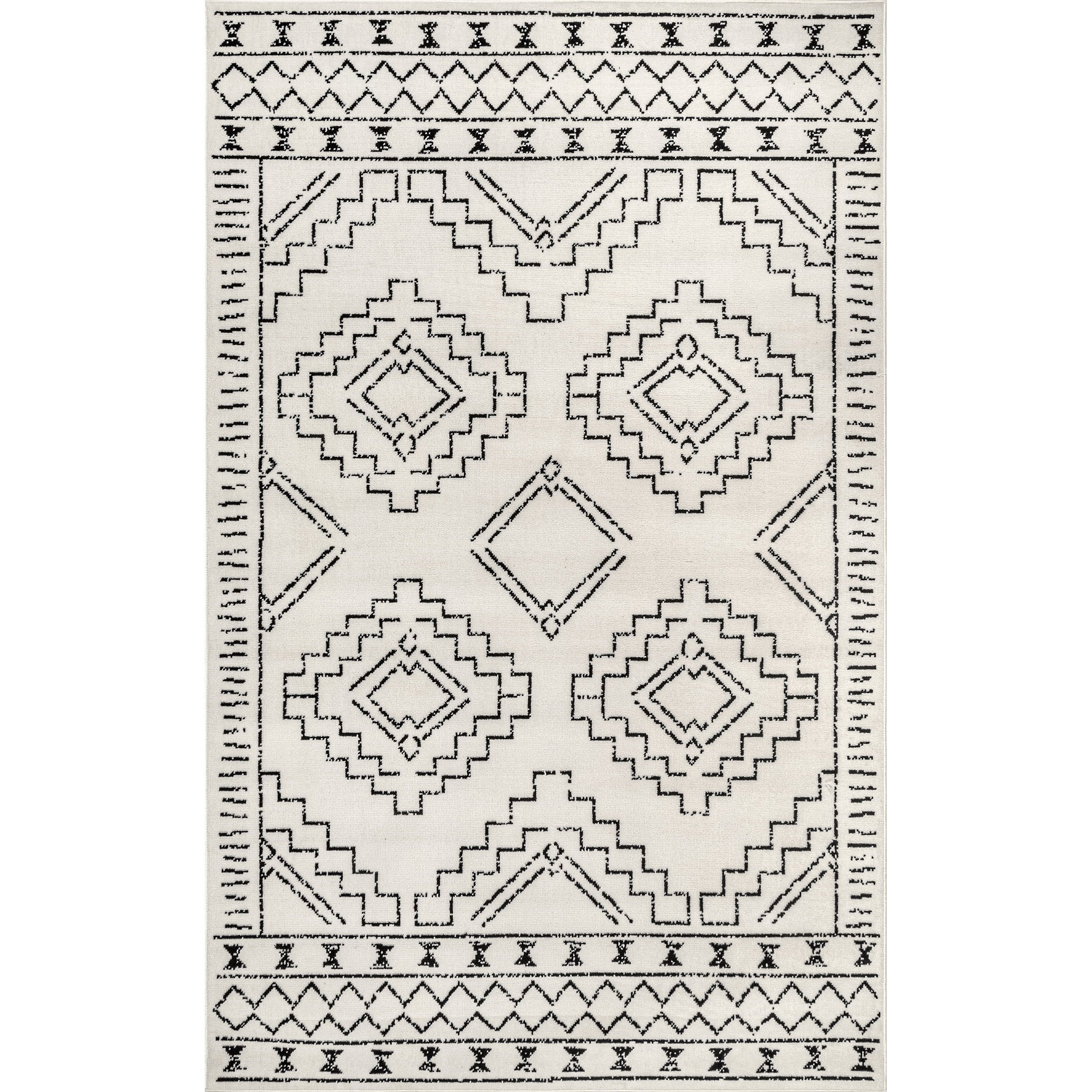 Reversible Gray Synthetic Moroccan Tribal 9' x 12' Area Rug