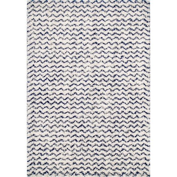 nuLOOM Cuellar Chevron Shag Area Rug, 5' x 8', Navy