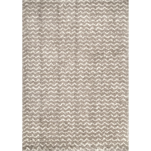 nuLOOM Cuellar Chevron Shag Area Rug, 6' 7" x 9', Cream