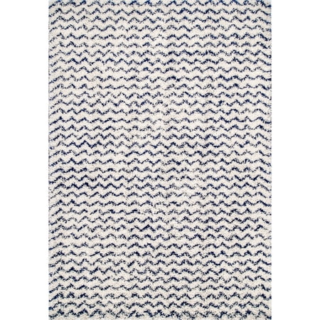 nuLOOM Cuellar Chevron Shag Area Rug, 6' 7" x 9', Navy