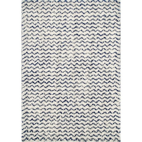 nuLOOM Cuellar Chevron Shag Area Rug, 7' 6" x 9' 6", Navy