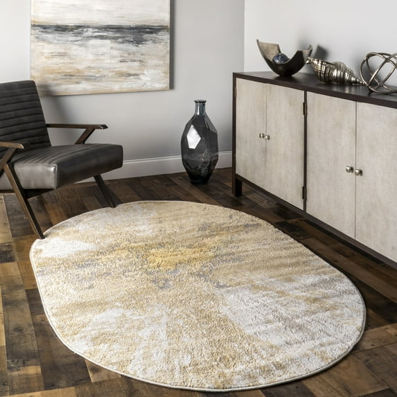 nuLOOM Cyn Contemporary Abstract Area Rug, 4' x 6', Oval, Cyn Gold