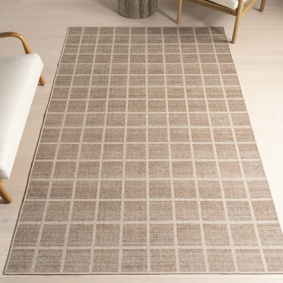nuLOOM Daena Checkered Machine Washable Area Rug, 4' x 6', Brown