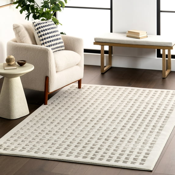 nuLOOM Daleyza Checkered Machine Washable Area Rug, 3' x 5', Daleyza Cream