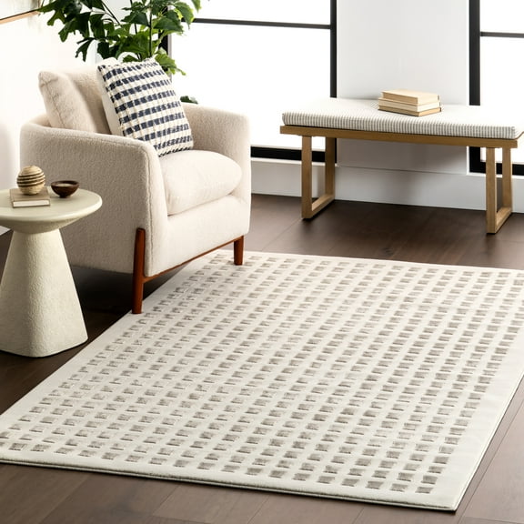 nuLOOM Daleyza Checkered Machine Washable Area Rug, 5' x 8', Cream