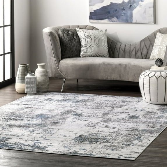nuLOOM Dali Machine Washable Modern Abstract Area Rug, 4' x 6', Gray