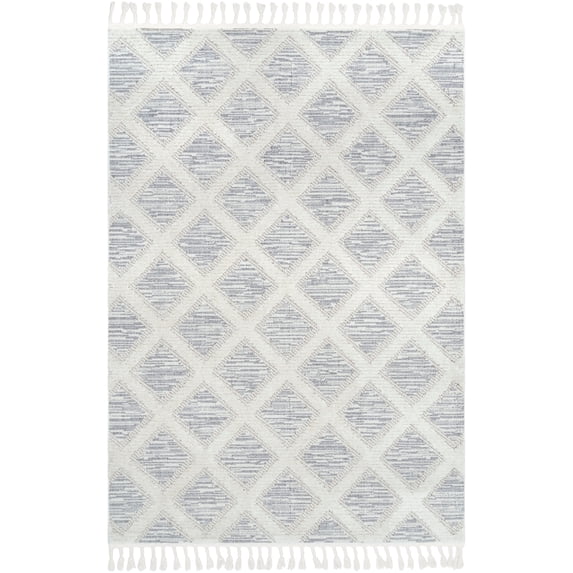 nuLOOM Damien Trellis High-Low Shaggy Area Rug, 3' x 5', Cream