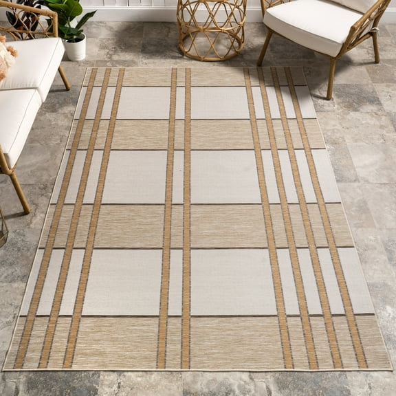 nuLOOM Damsel Plaid Indoor/Outdoor Area Rug, 5' 3" x 7' 7", Damsel Beige