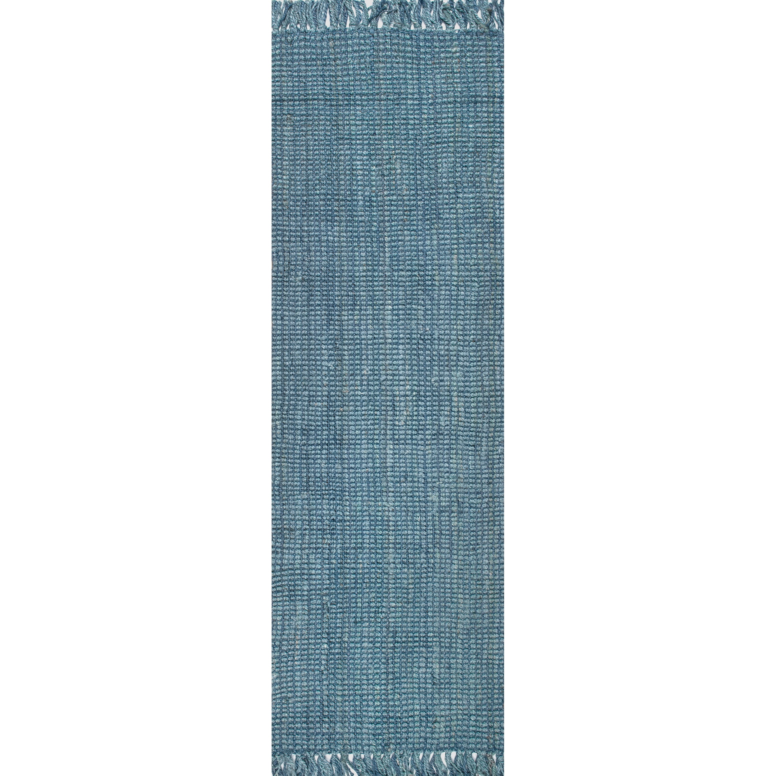Handcrafted Blue Jute Rectangular Runner Rug, 2' 6" x 12'