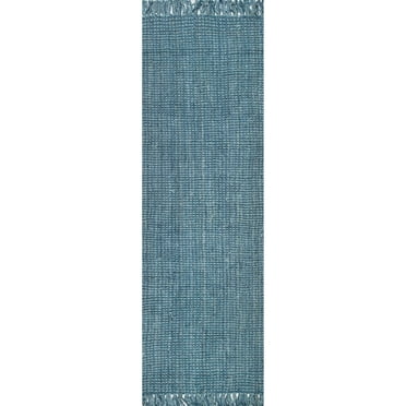 nuLOOM Daniela Chunky Jute Blue 2' 6" x 8' Farmhouse Runner Rug