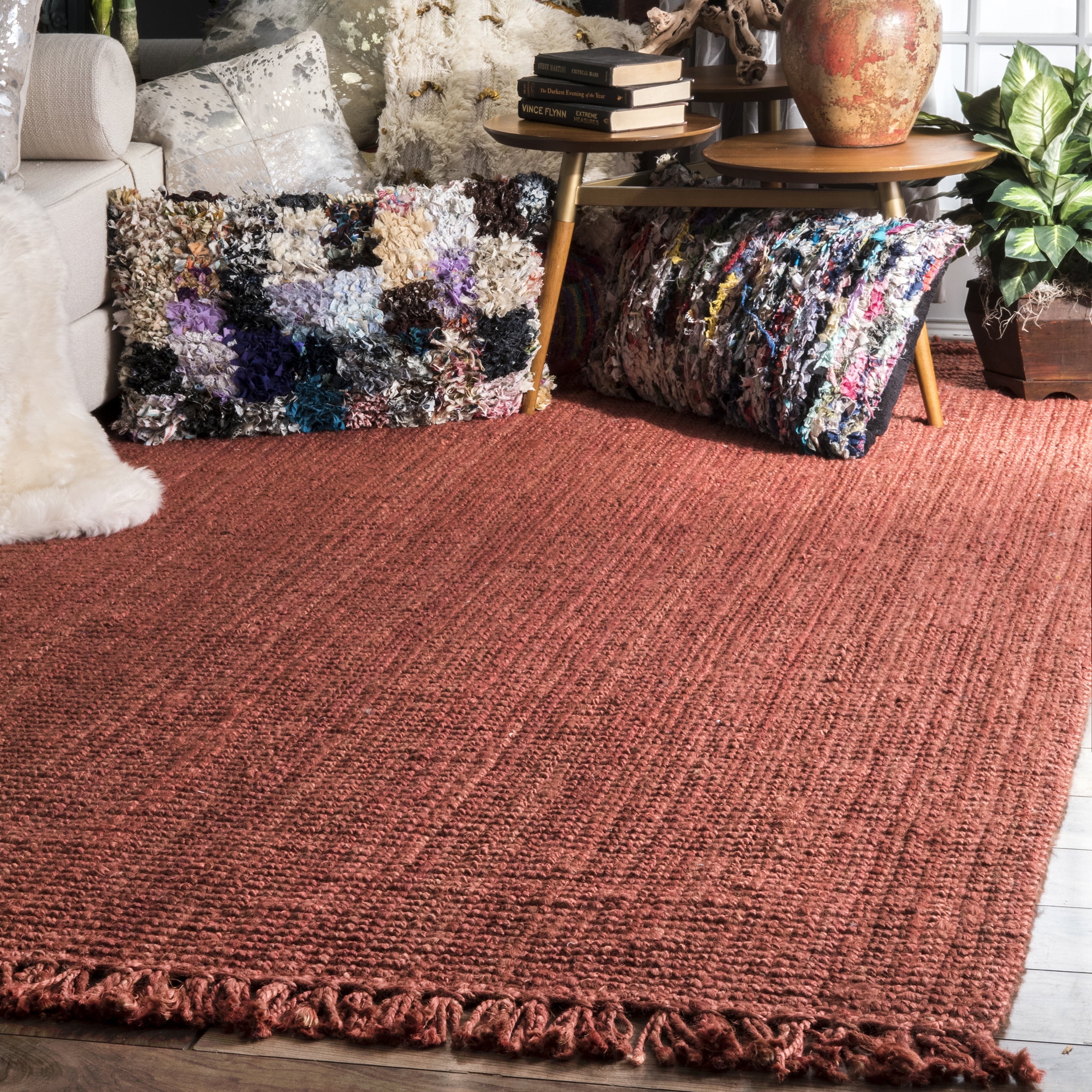 nuLOOM Natura Hand-Woven Jute Area Rug, Beige, Ideal for Living