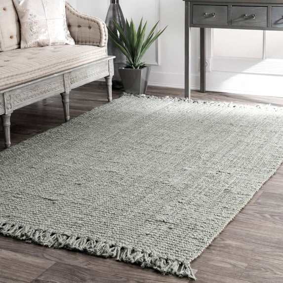nuLOOM Daniela Chunky Jute Grey 7' 6" x 9' 6" Farmhouse Area Rug