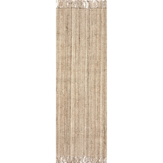 nuLOOM Daniela Chunky Jute Natural 2' 6" x 14' Farmhouse Runner Rug