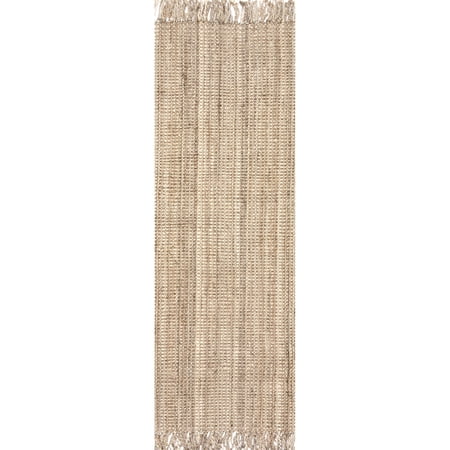 nuLOOM Daniela Chunky Jute Natural 2' 6" x 6' Farmhouse Runner Rug