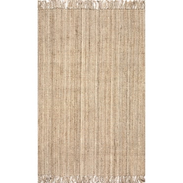 KLAVATE Natural Jute Wave Edge Hand Braided Scalloped Farmhouse ...